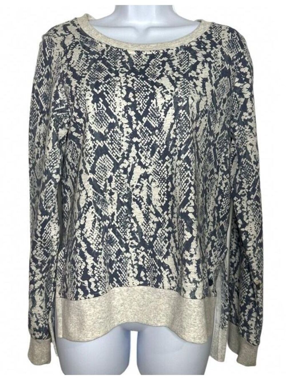 Marc New York Women's Small 100% Cotton French Terry Gray & Ecru Python, SM